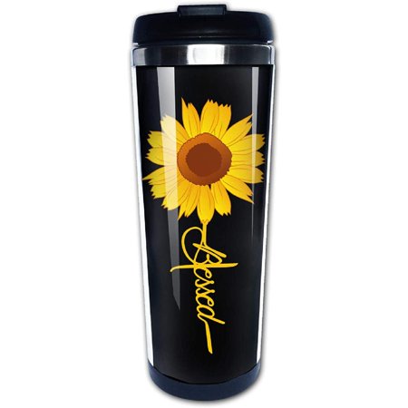 

Travel Coffee Mug 15 oz Sunflower Blessed Faith Coffee Cup With Flip Lid Stainless Steel Vacuum Insulated