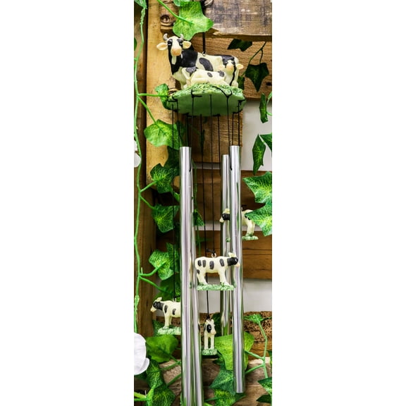 Ebros Gift Bovine Holstein Cow and Baby Calf Family Resonant Relaxing Wind Chime