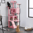 thumbnail image 5 of Yaheetech 62.2" H Multilevel Cat Tree with 3 Scratching Posts and Double Condos, Pink, 5 of 7