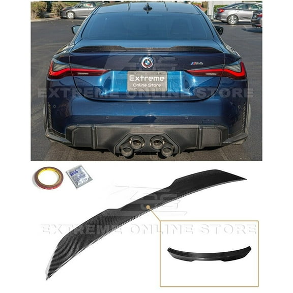 Replacement For 2021-Present BMW G82 M4 | G22 4-Series Coupe Models M-Performance Extended Style Carbon Fiber Rear Trunk Lid Wing Spoiler