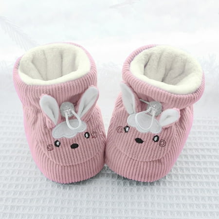 

Quealent Baby Shoes Baby Boys Girls Booties Cotton Socks Soft Sole Winter Warm Stay On Slippers Non-Skid Cozy Crib Shoes Pink 6 Months