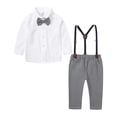 thumbnail image 5 of Mercatoo Child&nbsp;Bodysuits&nbsp;for&nbsp;Formal Toddler Kids Baby Boys Gentleman Suit Shirt Long Sleeve Bowtie Plaid Suspender Set, 5 of 7