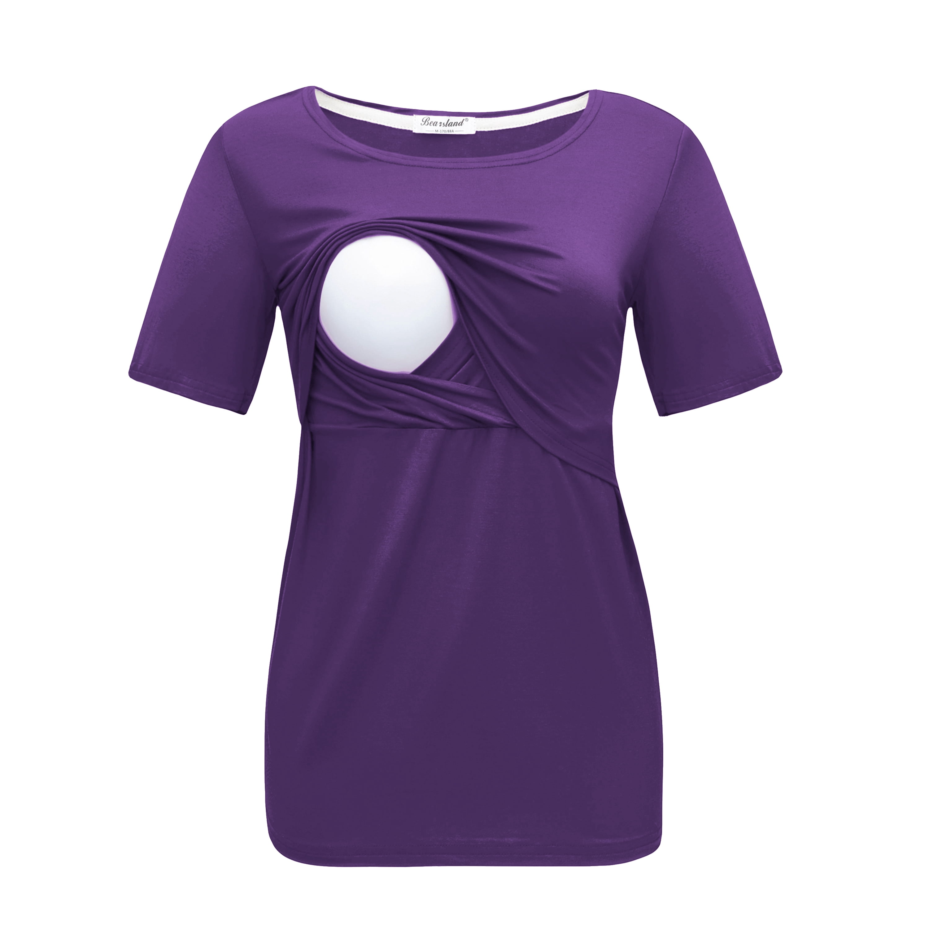 Bearsland Women's Maternity Short Sleeve Breastfeeding Nurding Tops T-Shirts 3-Pack