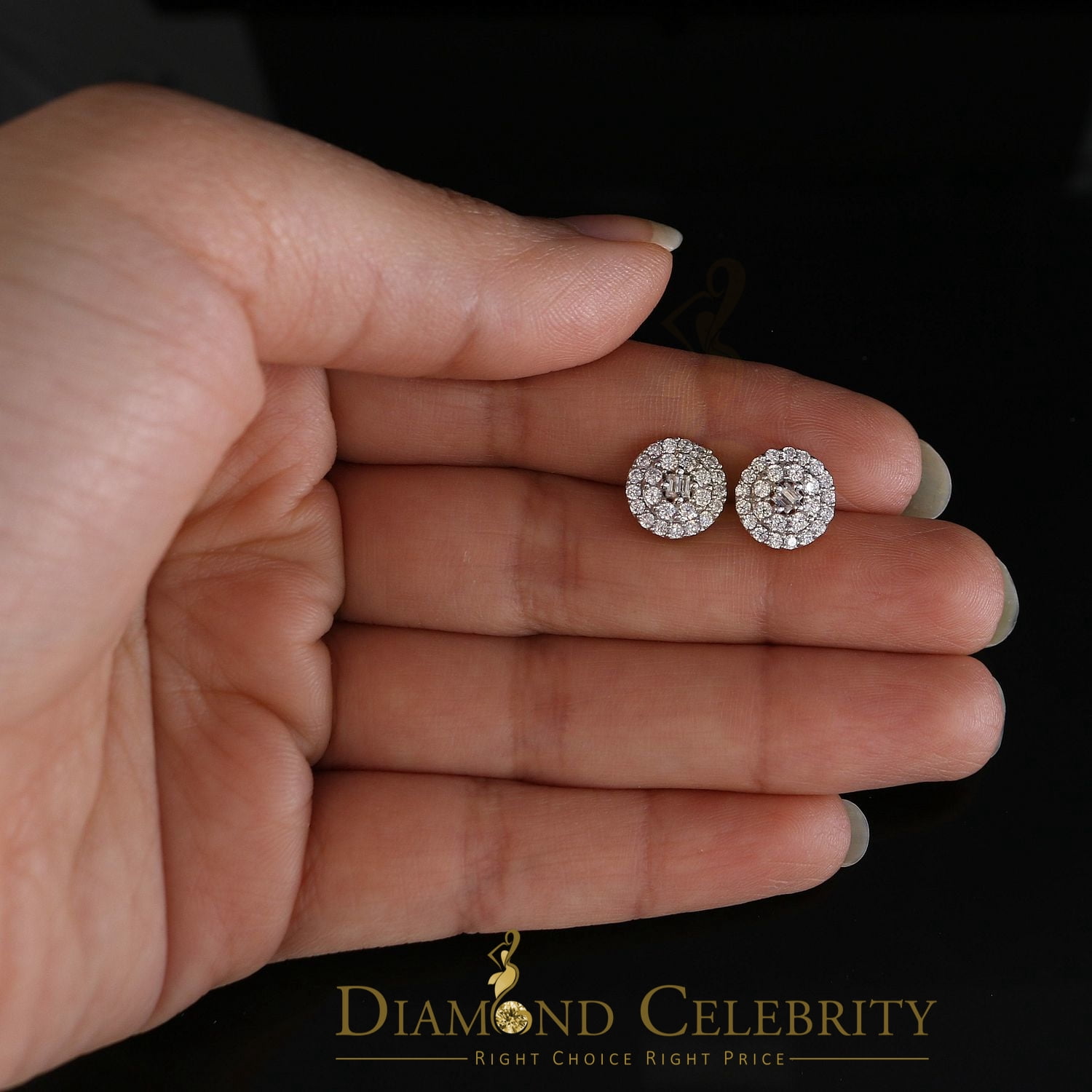 Diamond Celebrity's 925 Yellow Sterling Silver 1.86ct Cubic Zirconia Round Women's Stud Earrings