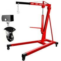 2 Ton Hydraulic Workshop Crane, Red Painted Reinforced Steel, Locking Wheels, Engine Lifter, Vehicle Engine Hoist, Tractor Service, Factory Equipment