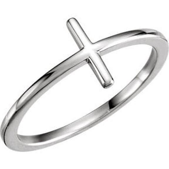 FB Jewels 14k White Gold Sideways Cross Ring