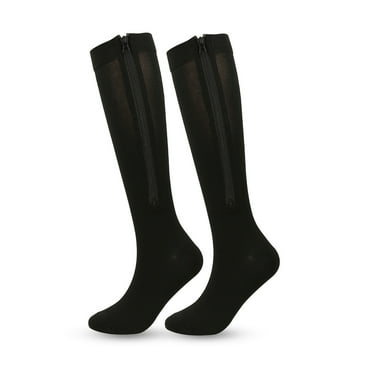 TELOLY 2 Pcs Compression Socks,Mens Compression Socks with Zipper,Leg Compression Sleeve for Improved Circulation and Comfort Socks