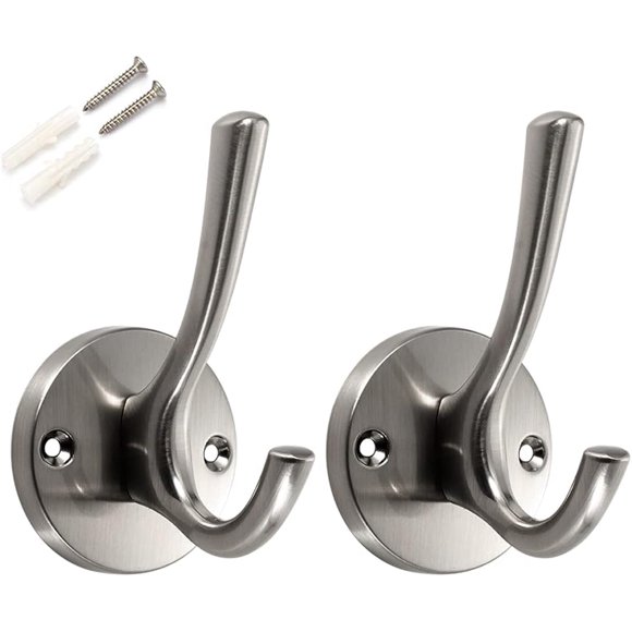 Percheros ZUONAI de níquel cepillado, paquete de 2 unidades, para pared de baño