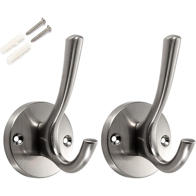 Percheros ZUONAI de níquel cepillado, paquete de 2 unidades, para pared de baño