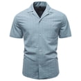 thumbnail image 5 of Yertdoel Mens Button Down Shirt Striped Print Short Sleeve Lapel Neck Shirts with Pockets Soft Comfortable Lightweight Breathable Hawaiian Beach Vacation Summer Outdoor Casual Tops, 5 of 5