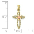 thumbnail image 3 of FB Jewels 10K Yellow and Rose Two Tone Gold Cross with Pink Heart Center Cut Out Pendant, 3 of 4