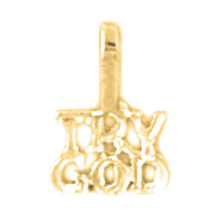 18K Yellow Gold Try God Saying Pendant - 10 mm