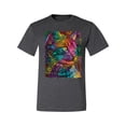 thumbnail image 3 of Colorful Cat Portrait | Cat Lover Owner | Dean Russo Art Animal Lover Men's T-Shirt, Heather Black, S, 3 of 5