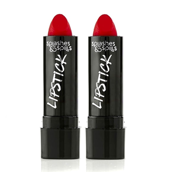 Lápiz labial rojo vivo - Paquete de 2 - Color de labios translúcido atrevido sin brillo con acabado mate - Maquillaje y cosméticos de Splashes & Spills