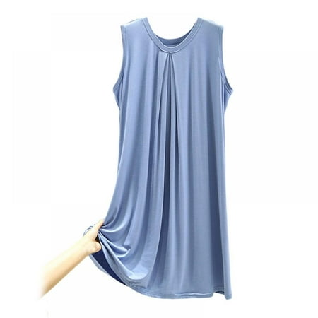 

Modal Lingere Women Nightgown Sleeveless Sleep Shirts Summer Night Dress Solid Camisoles Sleepshirts