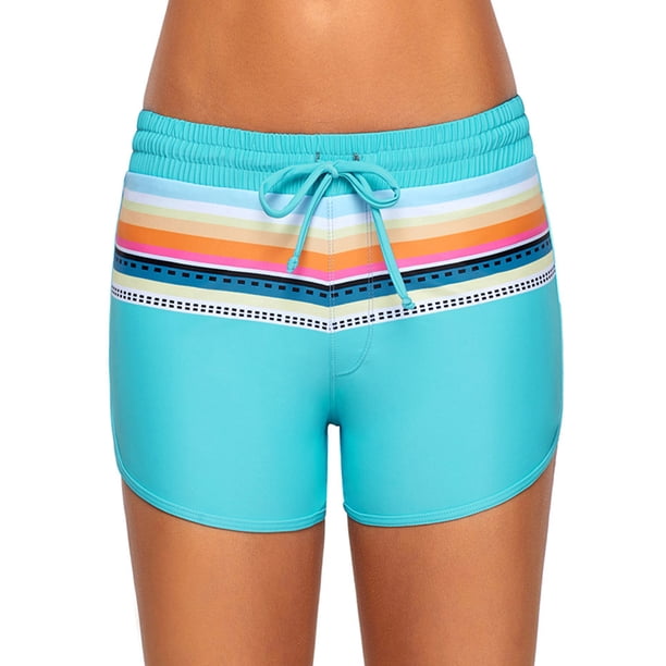 Eigraketly Pantalones cortos de baño para mujer, pantalones de playa, bañadores de secado rápido, absorción de sudor, traje de pierna cuadrada suave, Deportes acuáticos Azul claro XXL Eigraketly OD020833-05B