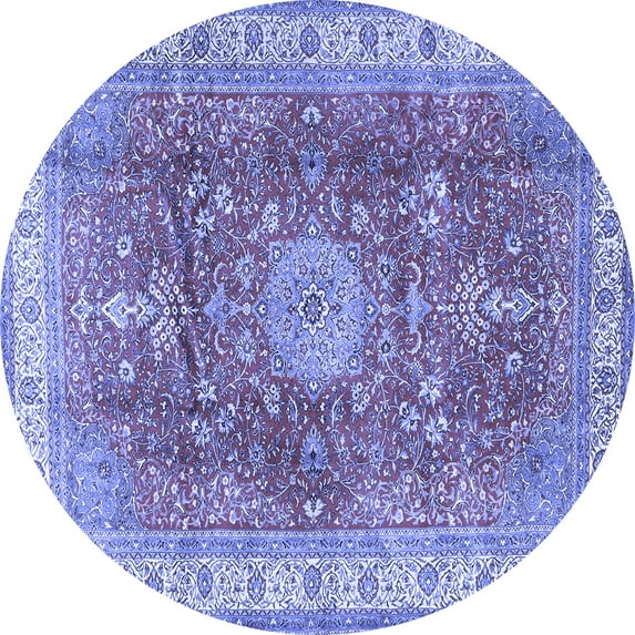 Ahgly Company Indoor Round Medallion Blue Traditional Area Rugs, 5' Round