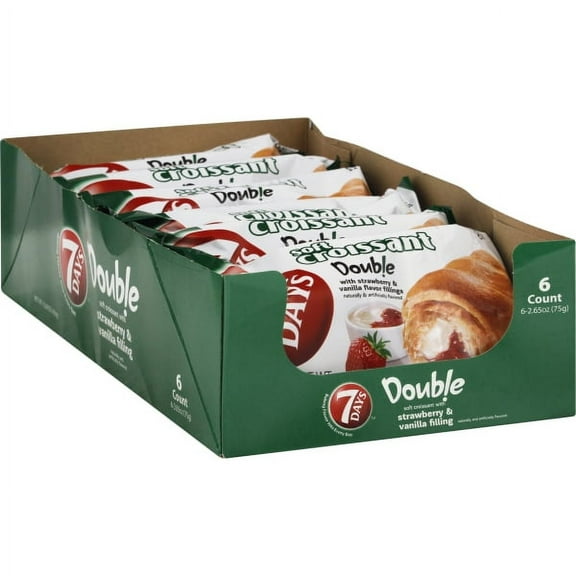 7Days Soft Croissant, Strawberry Vanilla Filling, Perfect Breakfast Pastry or Snack, Non-GMO (Pack of 6)