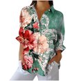 thumbnail image 2 of Xdegoge Order History Online Summer Tops for Women 2025 3/4 Sleeve Button Down Collared Shirts Floral Summer Fashion Tunic T-Shirts Y2K Loose Fit Dressy Casual Blouses Camisas Para Mujer, 2 of 5