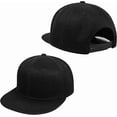 thumbnail image 3 of EaseDay Unisex Snapback Hat, Classic Flat Brim Baseball Cap with Adjustable Plain Tone Strap, High Top Blank Style Golfing Headwear, Black, 1-Pack, 3 of 6