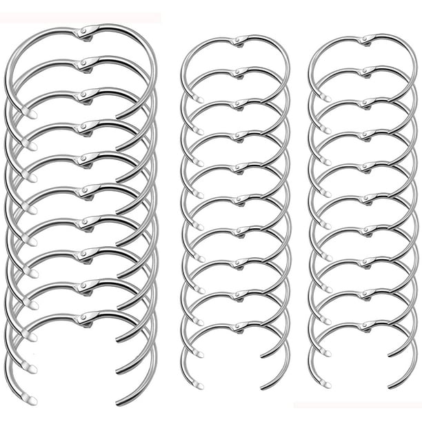 Anneaux de classeur, 30 pièces anneaux de classeur à feuilles mobiles  porte-clés en métal anneau en argent crochet de classeur en acier nickelé 