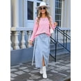 thumbnail image 5 of Women'S Off Shoulder Sweaters Long Sleeve Drop Shoulder Waffle Knit Pullover Sweater Tops with Pockets Pink L, 5 of 8