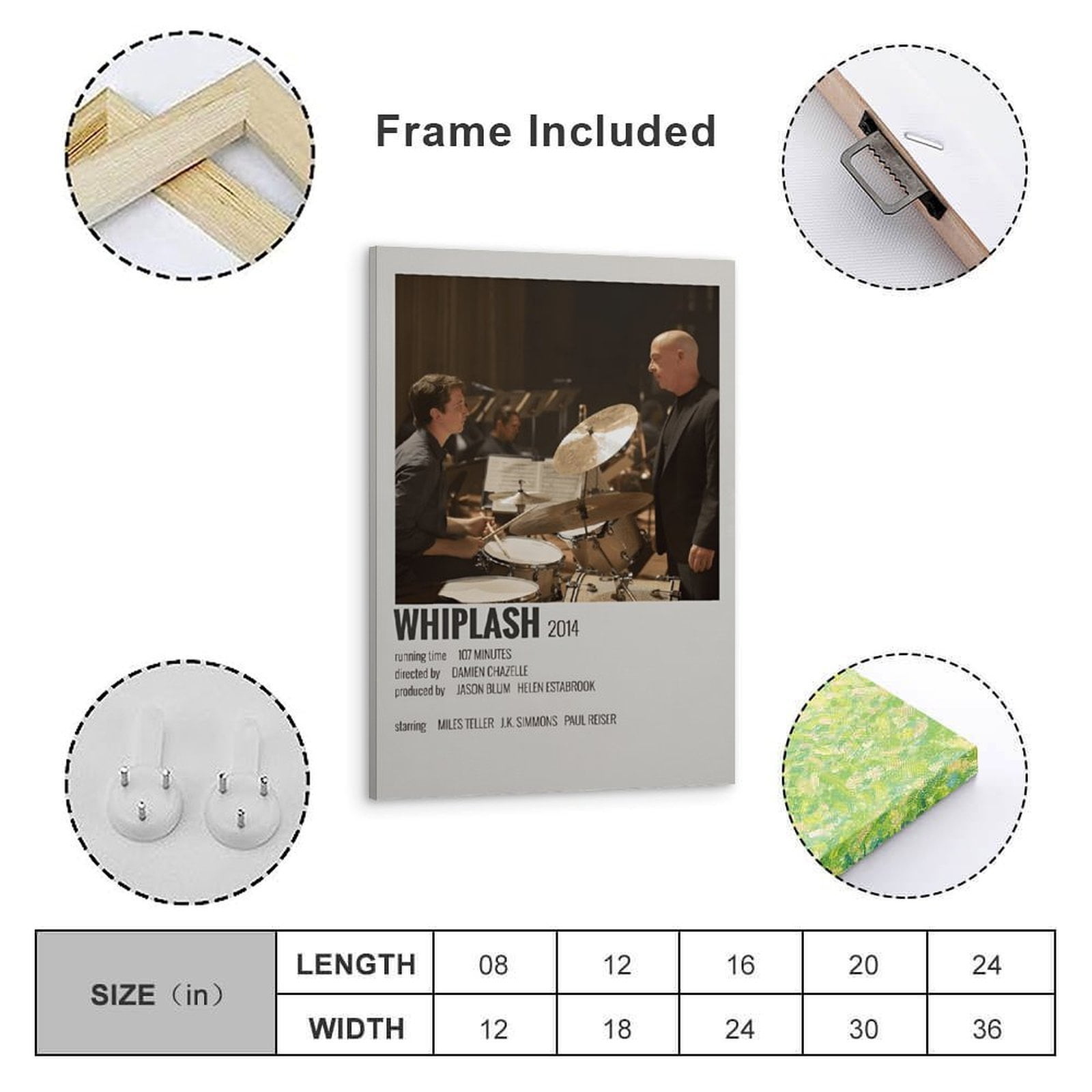 Whiplash Movie Canvas Poster Paintings Prints Posters Wall Art Modern Home Office Family Bedroom Wall Decor(24"Lx36"W Frame)