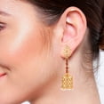 thumbnail image 3 of Efulgenz Indian Jewelry Bollywood CZ Crystal Dangle Earrings Set for Women, Maroon, 3 of 4
