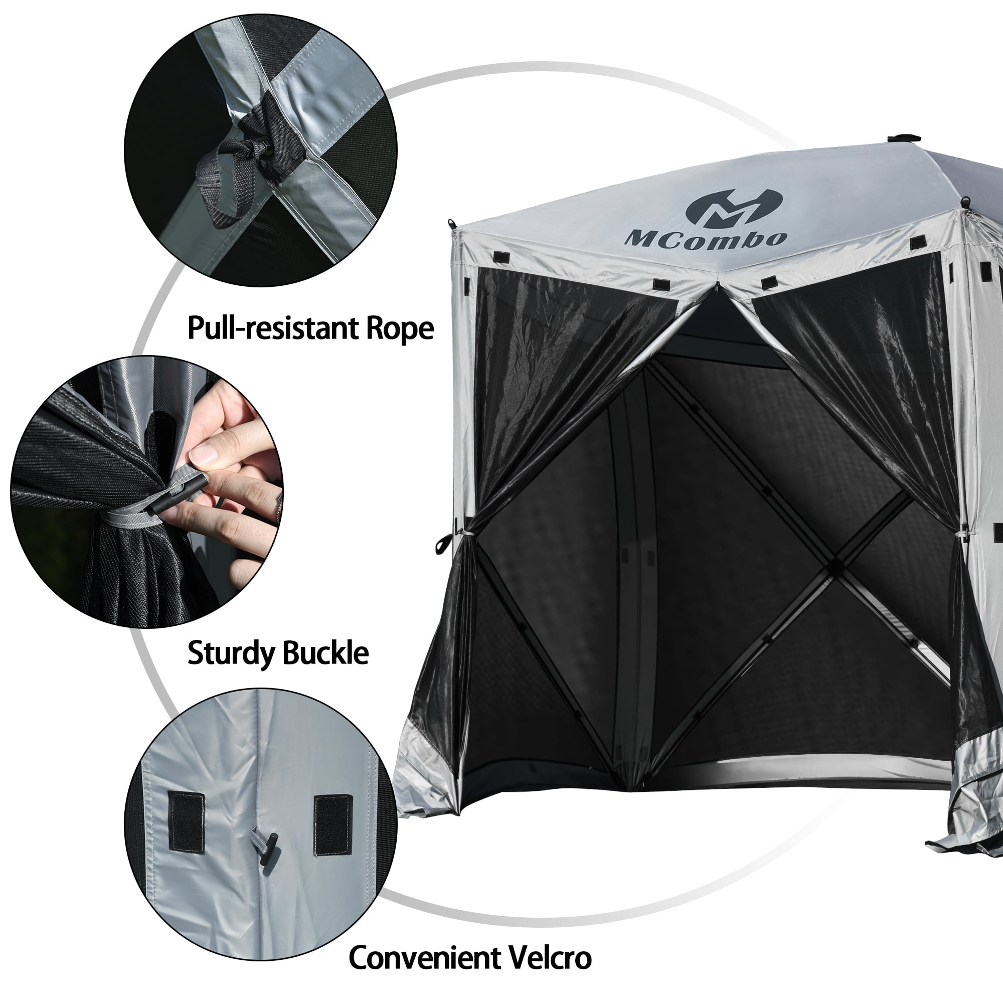 Mcombo 5-Sided Gazebo Portable Pop Up Tent Canopy, Shelter Hub Screen Tent for Outdoor Party (5-7 Persons), 1024-5PC