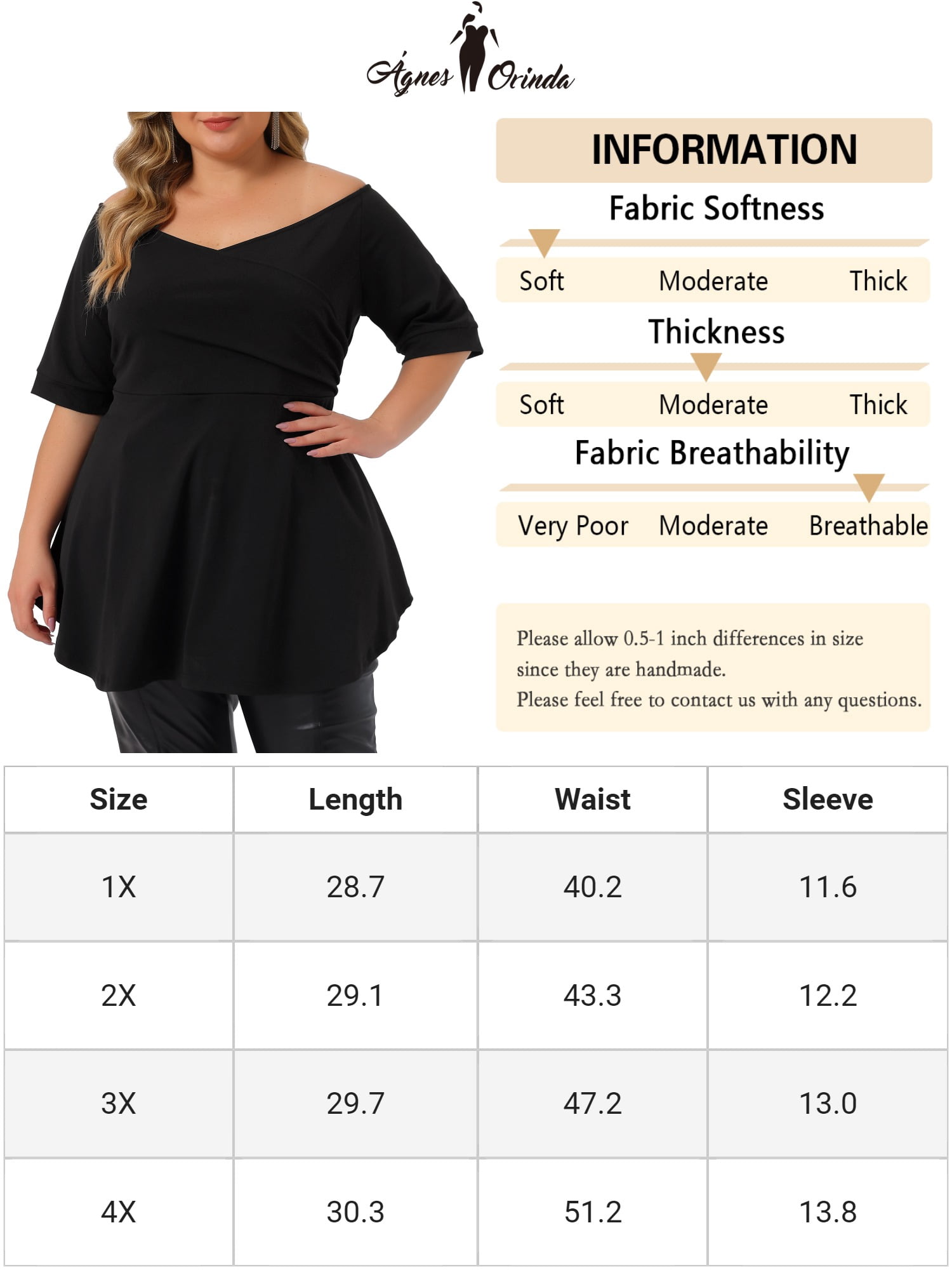 Unique Bargains Women's Plus Size Blouse V Neck Faux Wrap Short Sleeve Peplum Top Blouses Black 2X