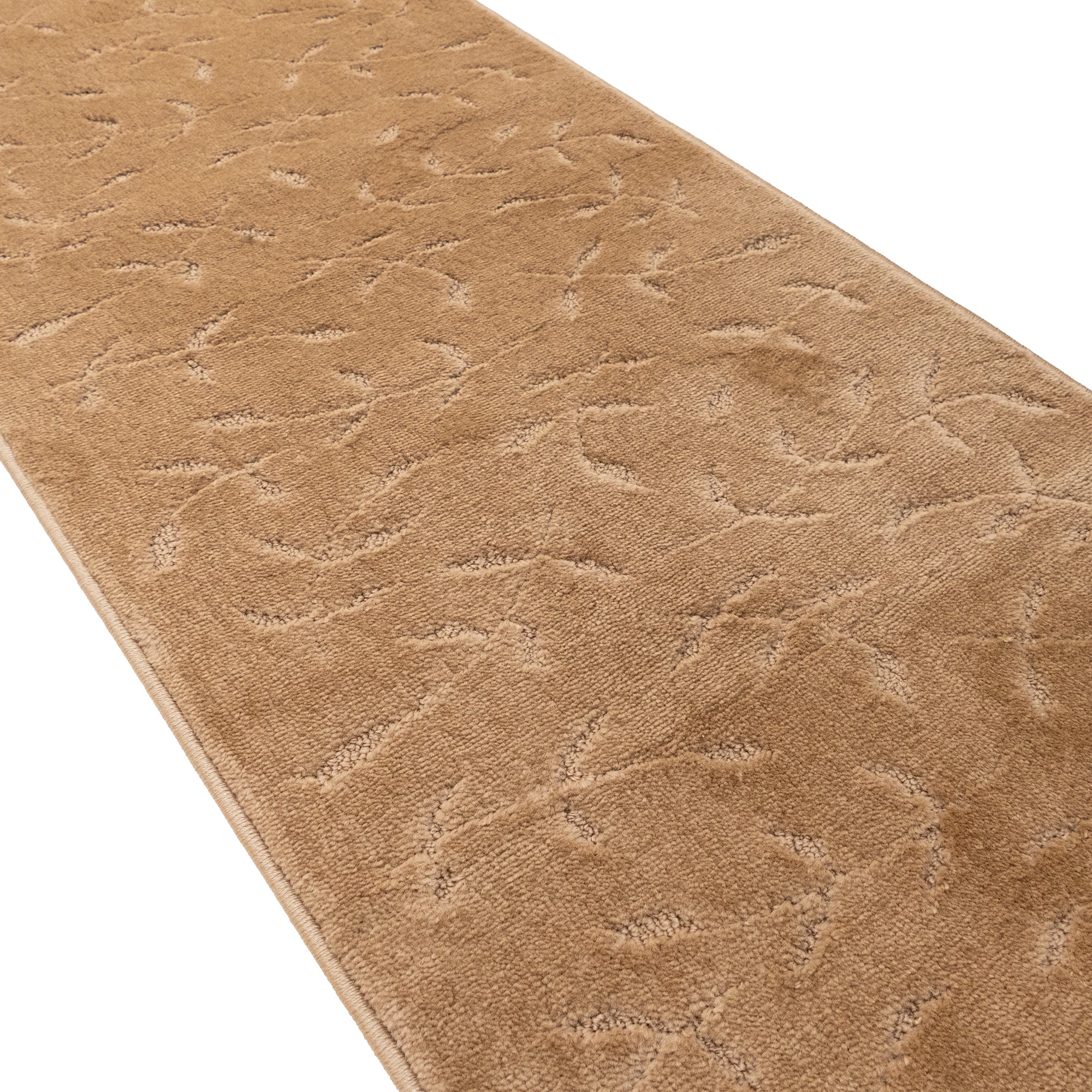 Custom Size Anti-Slip Washable Soft Pile Leaves Beige Carpet Runner Rugs ( 10' x 26")