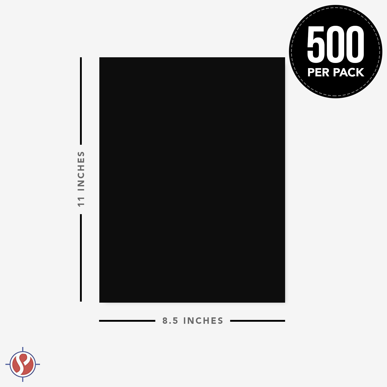Bright Color Paper Regular 24lb - 1 Ream of 500 Papers per Pack (8.5 x 11, Black)