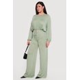 thumbnail image 2 of Women's Plus Size High Waisted Wide Leg Brushed Knit Pants, 2 of 4