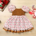 thumbnail image 3 of IDOPIP Toddler Baby Girls Christmas Dress Short Puff Sleeve Printed Smocked Skater Dress, 3 of 7