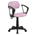 thumbnail image 1 of Chaise de bureau pivotante à imprimé zèbre rose et blanc avec appuis-ras, 1 of 4