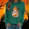 thumbnail image 2 of Cute Coffee Ghost Halloween Sweatshirt Women Pumpkin Graphic Crew Neck Long Sleeve Pullover Oversized Fleece Lined Fall Top for Spooky Season and Cozy Lounge Wear, 2 of 5
