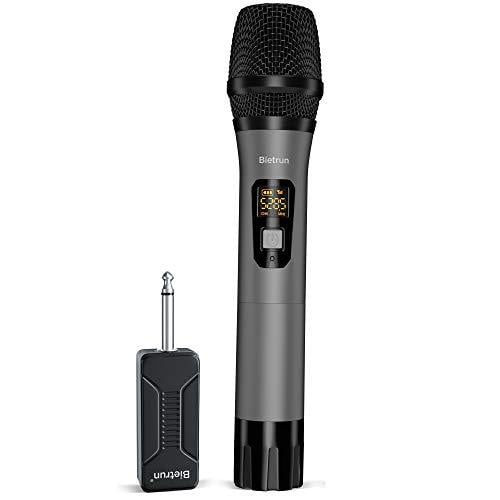 Bietrun Wireless Microphone, UHF Metal Dynamic Handheld Karaoke Mic with Rechargeable Receiver (Work 6hs), 160ft Range, For Karaoke Machine Singing, Amplifier Speaker, Mixer, iphone, Camer
