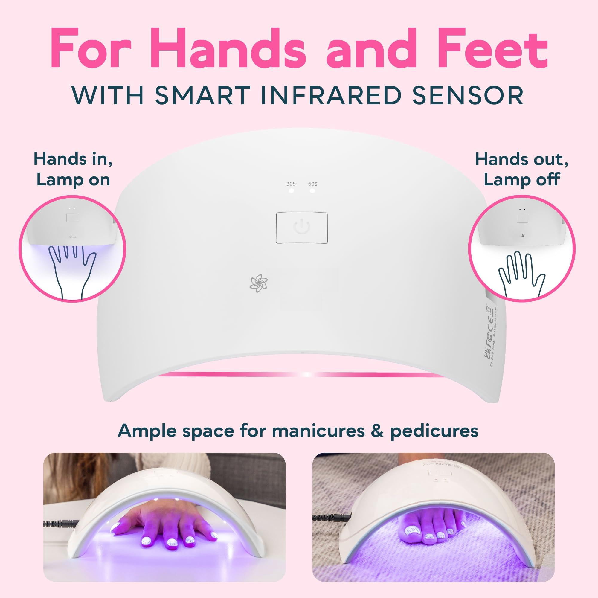 Led Uv Light For Nails  Dryer Gel Polish Lamp With Sensor 2 Timers Sun9c White Gift Women