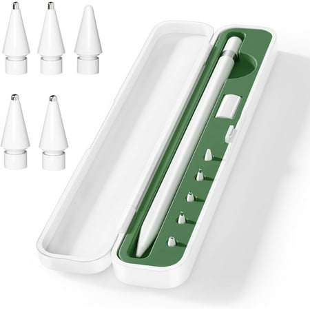 KOMI Storage Box with Lid and 5 Pack Pencil Tips for Apple Pencil Green