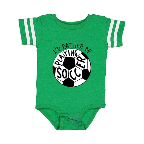 Inktastic Id Rather Be Playing Soccer Boys or Girls Baby Bodysuit