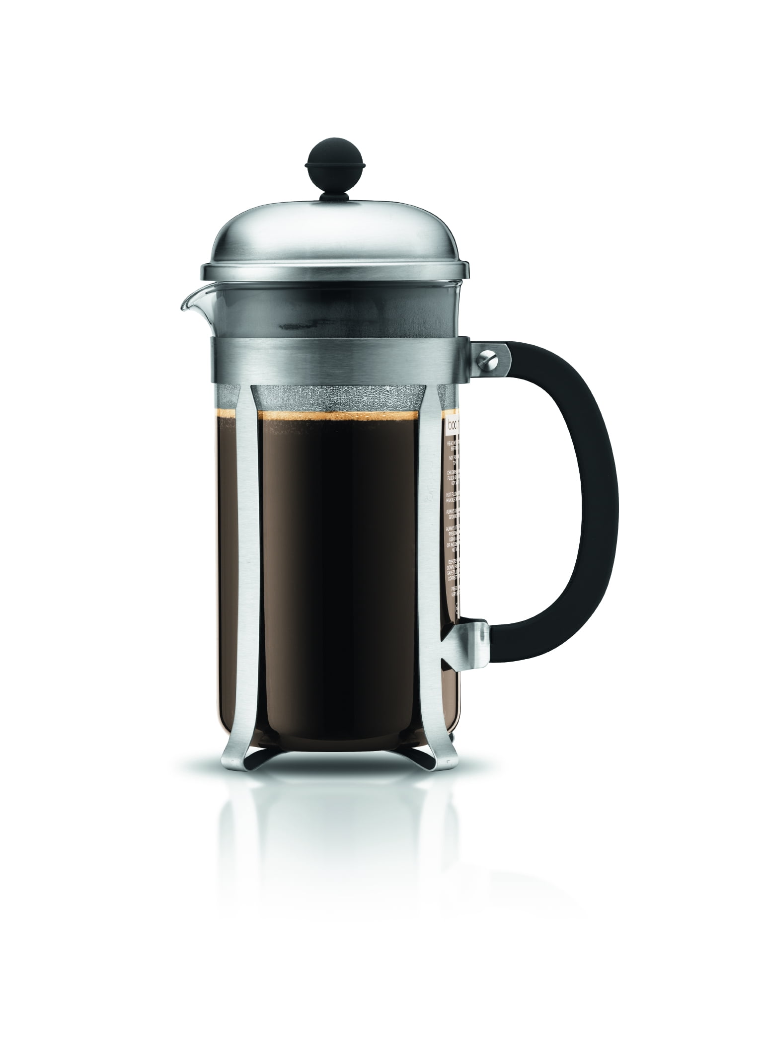12oz-02 French Press Coffee Maker Stainless Steel and Borosilicate Glass Plunger,12 Ounce,1.5 Cups,Silve 