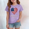 thumbnail image 4 of Yindaity 4th Of July Girls Shirt Toddler Girls 4th of July T-Shirt American Flag Print Cotton Kids Boys Independence Day Tees(Purple,7-8 Years), 4 of 5