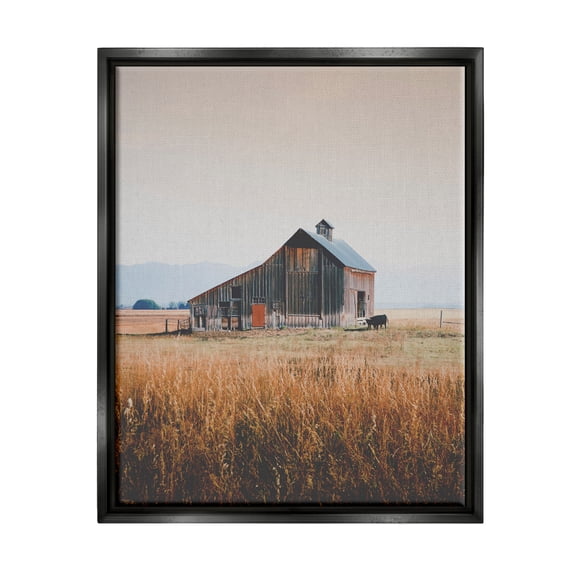 Stupell Industries Rural Barn Landscape Nature Photography Black Floater Framed Art Print Wall Art, 17 x 21
