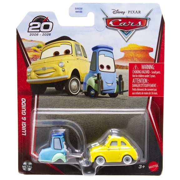 Mattel Disney and Pixar Cars 1:55 Scale Die-Cast Vehicles, Collectible Toy Cars, Luigi & Guido