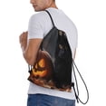 thumbnail image 3 of Drawstring Backpack - Halloween Cute Pumpkin Black Cat Splash Proof Small Drawstring Gym Bag for Women Men, Cinch Sports String Bag Backpack for Travel Swimming Beach, 3 of 8