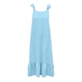 thumbnail image 7 of RYRJJ Womens Summer Sleeveless Maxi Dress Scoop Neck Boho Casual Ruffle Strap Cami Dress Flowy Long Beach Sundress with Back Tie(Light Blue,XXL), 7 of 7