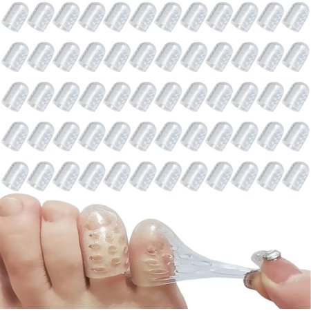 Silicone Anti Friction Toe Protector,New Silicone Breathable Toe Covers,Clear Silicone Anti Friction Toe Protector, for Corns, Blisters and Ingrown Toenails (60pcs)