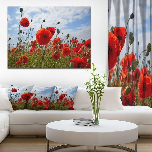 Bright Red Poppy Flowers Photo - Flower Artwork on Canvas