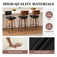 thumbnail image 5 of CRERIYO 360° Swivel Counter Height Bar Stools Set of 3, PU Leather Upholstered Bar Chairs with Bentwood Legs and Backrest for Kitchen Island, Black, 5 of 8