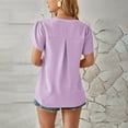 thumbnail image 4 of Mittory Women Summer V Neck Ruffle Short Sleeve Blouse Polka Dots Flowy Shirt Tunic Top, 4 of 5